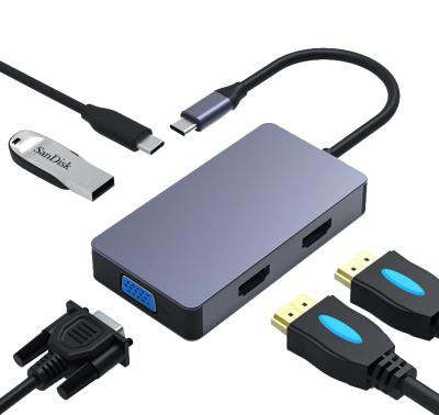 China Dual HD Custom 5 in 1 Hub 2 to C Usb C Hub Hdmi-Compatible Fast Charging Hub 5 in 1 for Laptop for sale