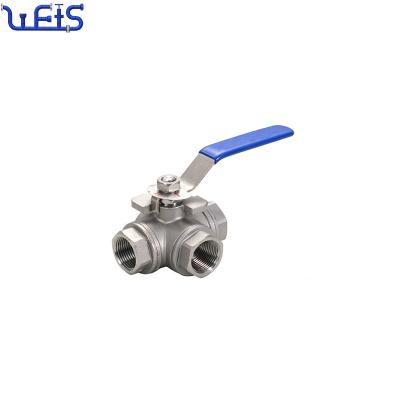 China General China Factory 1000PSI Threaded End Cap Stainless Steel 3 Way Ball Valve for sale