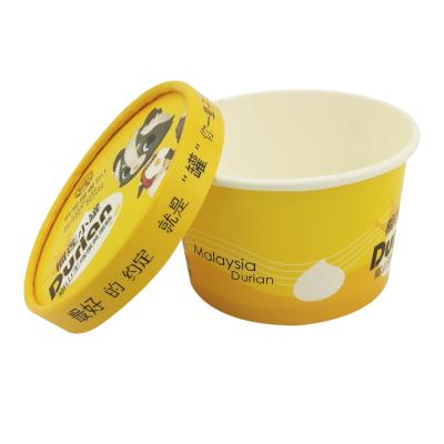 China Hot Selling Disposable Color Pattern 150ml Custom Biodegradable Ice Cream Paper Cup With Lid for sale