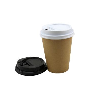 China Custom Disposable 12oz Kraft Paper Disposable Biodegradable Coffee Cup With Lid for sale