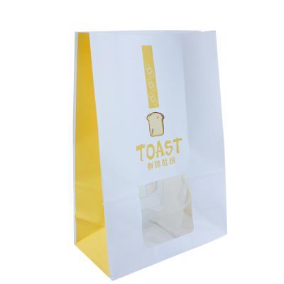 China Disposable Bread Toast Bag Custom Food Grade Packaging Paper Square Bottom Takeout Bags for sale