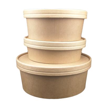 China Customized Disposable Factory Round Disposable Small Kraft Takeout Bowl With Lid for sale