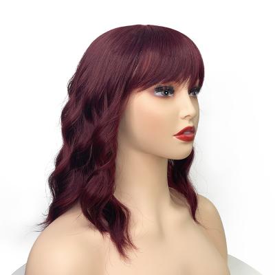 China Hot Selling Body Wave Products Body Wave With Bangs Red Wigs Bob Wig Synthetic Hair Wigs For Cosplay Daily Party for sale