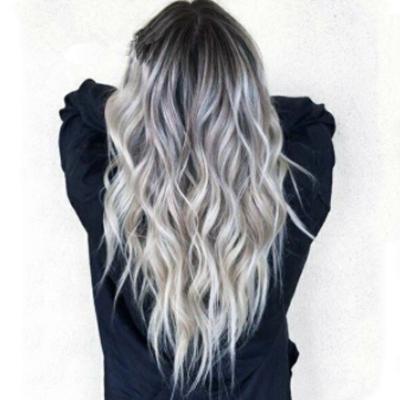 China Cheap Silver Ombre Gray Long Body Wave Heat Resistant Fiber Color Wigs Closure Wigs Wholesale Body Wave Wigs For Black Women for sale