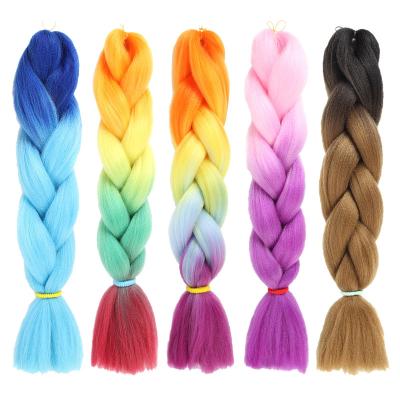 China All Dyed Colorful Multicolor Gradient Hair Color Jumbo Braiding Wigs Braids Wigs Synthetic Hair Wigs for sale