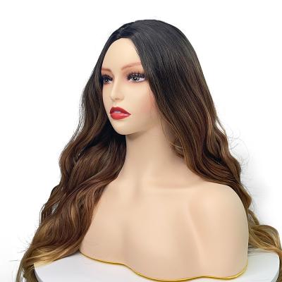 China Synthetic Ombre Body Wave FiberBody Wigs Long Ombre Closure Wigs Natural Blonde Wavy Heat Resistant Blonde Cheap Hair Wholesale for sale