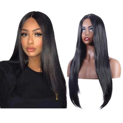 China 2021 Best Selling Synthetic Hair Wigs Silky Straight Natrual Fiber Black Hair Natural Heat Resistant Synthetic Hair Wigs For Black Women for sale