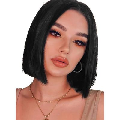 China Cheap Price Hot Sale Natrual Black Straight Hair Synthetic Bob Wigs For Women Hair Wigs for sale