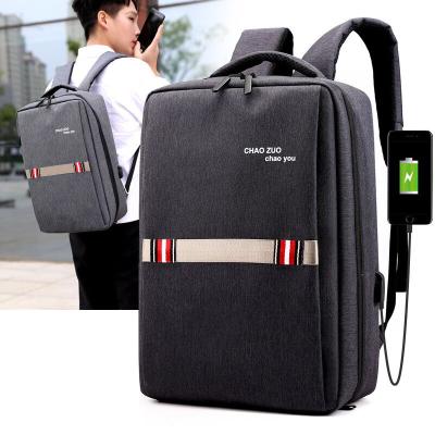 China Waterproof Amazon Customized Cool Logo College USB Backpack Waterproof Anti Theft USB Laptop Backpack for sale