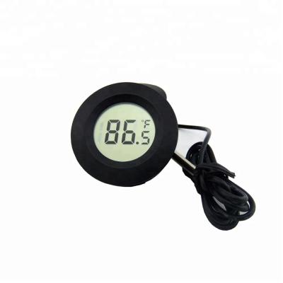 China ABS Plastic Mini Size Digital LCD Display Thermometer with Waterproof External Probe for Aquarium, Water Tank in Round Shape for sale