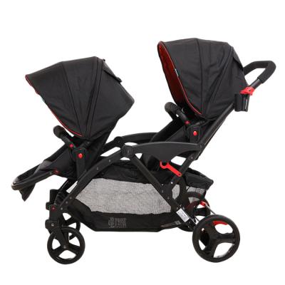 China Twin Baby Stroller Oxford Seat Push Chairs Twin Carriage Reversible Luxury Foldable Doubles Pram Prams for sale