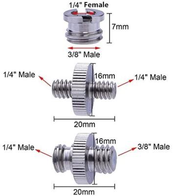 China Pan Camera Screw 1/4 inch and 3/8 inch D-ring converter threaded adapter mount screws for sale