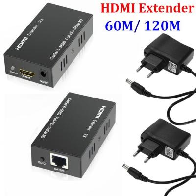 China 60M 120M HDMI Supplement 1080p 3D HDMI Signal Amplifier Extender Transmitter Receiver Over Cat 5e/6 RJ45 RX TX Converter WAZ-HD60 for sale