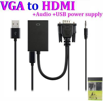 China COMPUTER VGA to HDMI Converter Adapter Cable with Audio Output 1080P HDMI Female USB Power Supply for PC Laptop to HDTV for sale