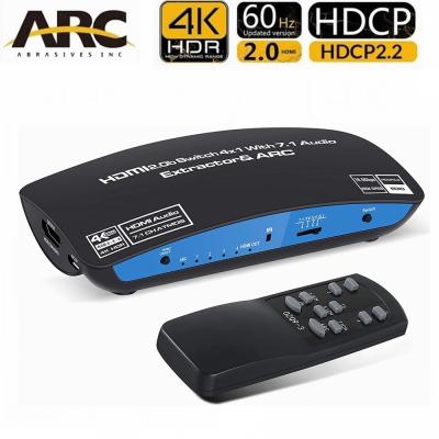 China 4K 60Hz HDMI Switcher 4x1 With 7.1 Audio Extractors , 4 Port HDMI2.0b Changer Box With HDMI Optical ATM 7.1CH / 5.1CH / 3.5mm Out of WAZ-Q9-1 for sale