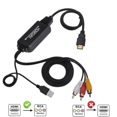 China COMPUTER 1.8M HDMI to RCA AV to HDMI Cable AV2HDMI HDMI2AV Digital Signal 3rca Converter Cable for TV VHS VCR DVD Records Shown Chipsets for sale