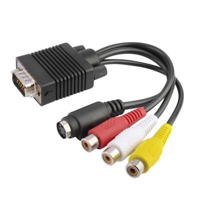 China COMPUTER SVGA VGA To TV Audio 3RCA Video S-Video RCA AV 3 Out Adapter Cable Converter For PC Computer Laptop for sale