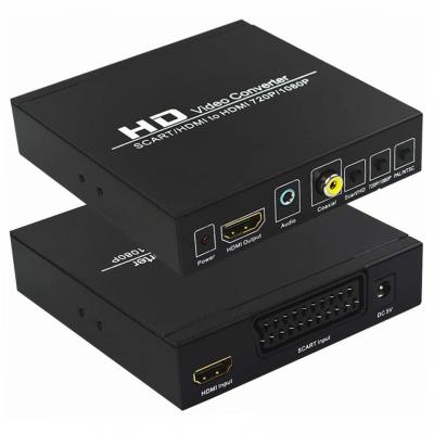 China COMPUTER SCART/HDMI to HDMI, SCART to HDMI RGB Converter HD Video-Audio Adapter with 3.5mm Coaxial Audio Output for PAL/NTSC Video Scaler for sale