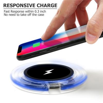 China Cell Phone QI Wireless Charger Pad Q10 Charging Blue Light Crystal For Samsung Galaxy S9 S8 S7 S6 Note 8 Google iPhone for sale