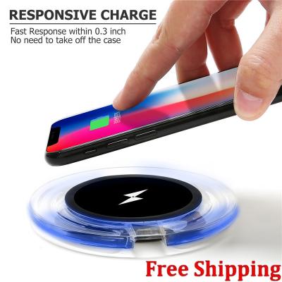 China Cell Phone QI Wireless Charger Pad Q10 Charging Blue Light Crystal For Samsung Galaxy S9 S8 S7 S6 Note 8 Google iPhone for sale