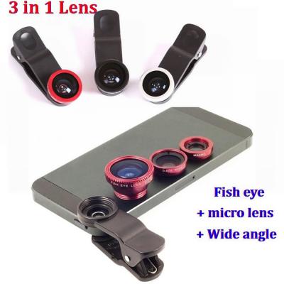 China 3 in 1 Universal Clip on Wide Angle Fish Eye Macro Mobile Phone Lens Camera Kit for iPhone Samsung HTC LG WAZ-LEN1 for sale