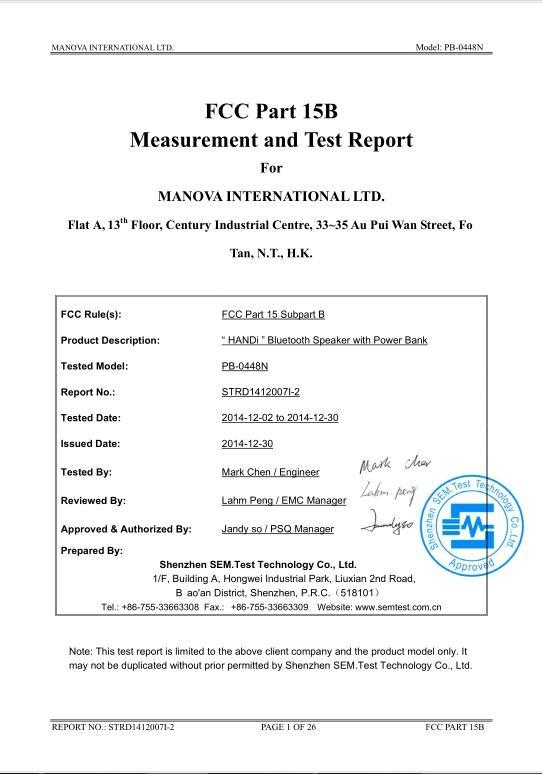 FCC - MANOVA INTERNATIONAL LIMITED