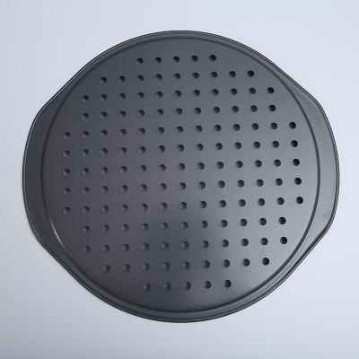 China Non Stick Carbon Steel Disposable Round Shape Baking Pizza Pan Baking Tray Sheet Pan for Oven Pizza for sale