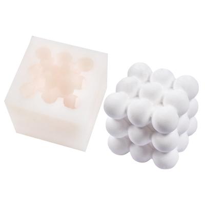 China Diy 6 Cavity 3d Rubik's Cube Viable Handmade Candle Making Mold Silicone Bubble Candle Mold for sale