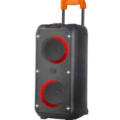 China Dual 8 Inch 40W BT Bass Multimedia PORTABLE Portable Professional Wireless Party Speaker Mega Woofer With Flame Led for sale