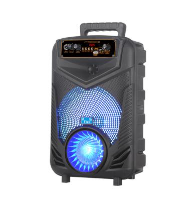 China Hot Selling PORTABLE 8inch Plastic Subwoofer Super Bass Dual Karaoke Portable Bocinas Speaker With Wireless MIC for sale