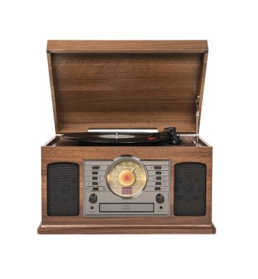 China Nostalgic Retro Nisoul Wood Turntable Vinyl Stereo Player With Cloth Design Built-in Speakers Record Player for sale