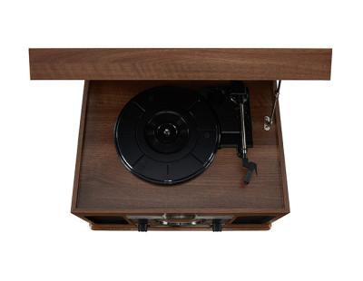 China Classic Nisoul Phonograph Player CD Player Phonograph Vinyl Record Antique Wood Wooden Player Phonograph With Metal Horn for sale