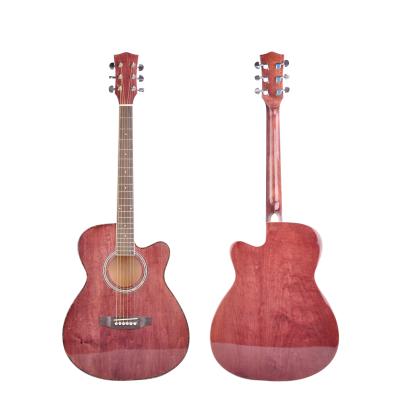 China YST-2564 Handmade Acoustic Natural Guitars Hand Rubbed Process Round And Cutaway Body Acoustic Guitar for sale