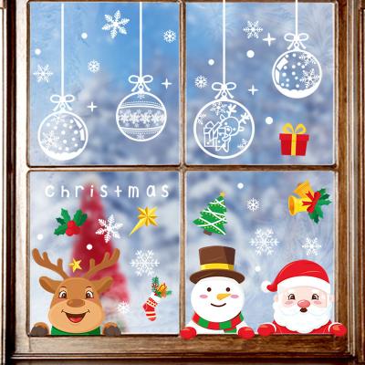 China JY2021 Static Free Combination Christmas Party Christmas Tree Santa Claus Elk Double Sided Window Sticker Combination Christmas Decorations for sale