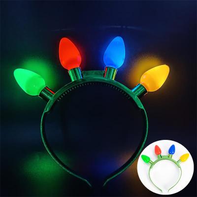 China Hot Sale ABS+PS LED Bulb Hair Band Customized Plastic Led Christmas Bulb Flashing Necklace for sale