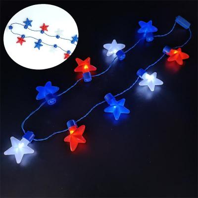 China Decpration The Fourth Of July Lighting Collar Battery LED 9 Bulb Light Flashing Collar for sale