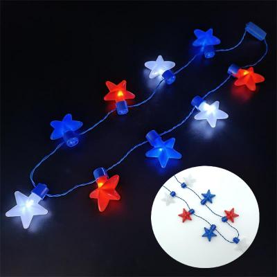 China Festival decoration July 4th led light necklace five-pointed star bulb necklace, Independence Day decoration star led necklace for sale