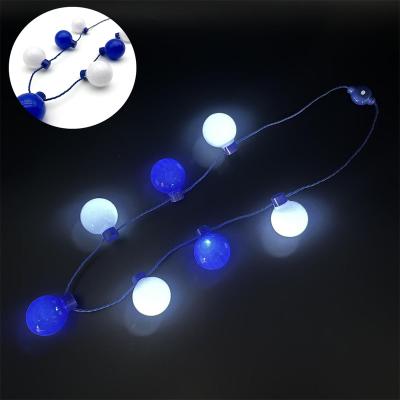 China Christmas Party Carnival Fourth Of July Flasher Necklace Light Up Party Color Ball Bulb Necklace With Holiday Decorations Gift for sale