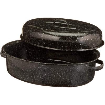 China Stocked Oval Shape Enamel Cookware and Roaster Baking Pan for sale