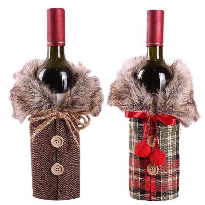 China Eco-friendly Christmas Wine Bottle Cover Powder Bag Santa Claus Snowman Tableware For Christmas New Year Decoration for sale