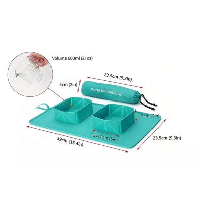 China Sustainable Collapsible Portable Outdoor Travel Dog Bowl With Silicone Mat for sale