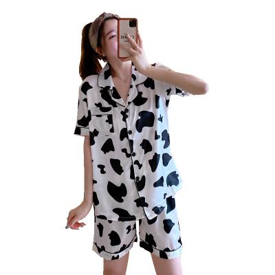 China Custom cheap plus size V-neck QUICK DRY factory promotion spring shorts and summer shorts sleeve printed lovely family pajamas for women for sale