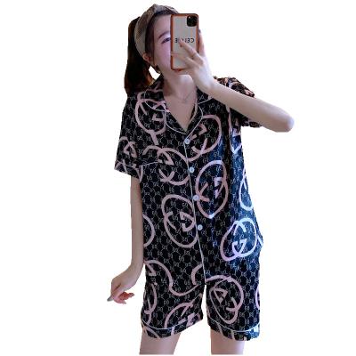 China QUICK DRY factory summer short-sleeved shirt collar noise custom special copy wearing fresh women's pajamas suit for sale