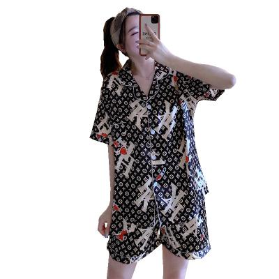 China Custom-made high quality fashion printed quick-dry women's best-selling summer pajamas QUICK-DRY shirt-collar for sale