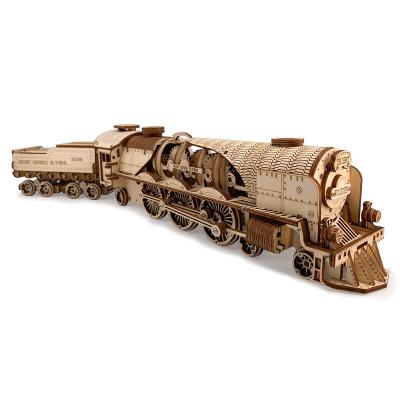 China Cartoon Toy Factory Outlet DIY Steam Train 3D Wooden Puzzle High Difficulty Adult Assembled Mechanical Model Gift Kids Educational Toy for sale