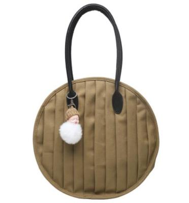 China 100% Eco-friendly retro fashion Korean style canvas round shoulder bags for ladies, new nylon strap women canvas shoulder bag with zipper for sale