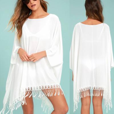 China wholesale beach multi swimwear summer Anti-wrinkle color ivory crochet cover up lace tassel dress skirts for sale