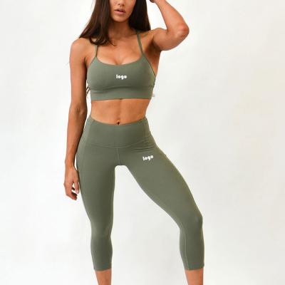 China Best Selling Sexy Breathable Yoga Tops Sports Bra and Gaiters Women Gym Clothing Cropped Suits Wholesale for sale