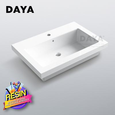 China Easy Clean Portable Marble Stone Wash Basin Cabinet Table Hand Sink Resin Wash Basin for sale