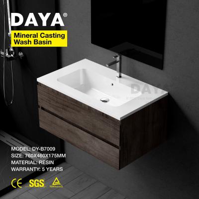 China Various Sizes Rectangle Easy Clean Wash Basin White Polymarble Stone Wash Basin Sink for sale